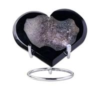 Black Agate Heart Shaped Geode Crystal with Druzy, Decor, Stone, Gift for Spiritual Practice(A,100 200g)