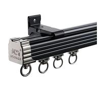 Black ain Rod with Hoo Flexible Sliding ain System Ceiling & Wall Mounted Room Divider ains Adjustable 5.6 ft Length Perfect for Home Décor