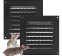 Black Air Vent Cover, 2Pcs Attic Vent Soffit Vent Wall Vent Metal Shed Vent Square Vent Louver Vent Grille with Built-in Insect Screen for Exterior Door House Attic Garage Ceiling, 15cmx15cm