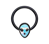 Black Alien Revo Head Steel WildKlass Captive Bead Ring (16g 3/8" (10mm))