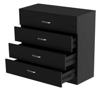 (Black) Alivio 4 Drawers Bedside Storage Cabinet