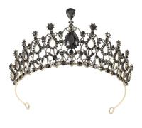 Black Alloy Headband Baroque Bridal Crown for Wedding Parties | Delicate Decorative Headwear, Photo Props for Birthday Events, Elegant Noble Style, One Piece
