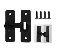 Black Aluminum Alloy Door Lock, 90/180 Degree Universal Door Latch Flip Lock with Screws for Bathroom, Bedroom, Cabinet, Shed, Patio Doors Locks and Gate Security