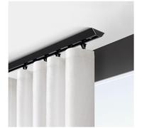 Black Aluminum Ceiling Curtain Track - Wall/Ceiling Mounted Noise-Free Rollers Straight Design for Room Dividers & Shower Curtains - VersatileCurtain Rail System