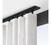 Black Aluminum Ceiling Mount Track with Mute RollersStraight Curtain Rail for Room Divider Shower Curtains and More Ceiling and WallMounted Solution