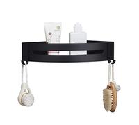 Black Aluminum Corner Shower Caddy nizer with Hooks Wall Mounted Bathroom Storage Shelf for Toilet Dorm Kitchen Space Saving Rack (Onecolor 1 pcs)