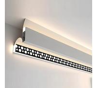 Black Aluminum Crown Moulding with Dual Lighting Channels - 1.2m Ceiling Cornice Trim for Upward & Downward Wall Washer Lighting - Modern Ceiling Profile