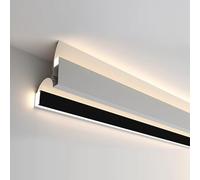 Black Aluminum LED Channel Moulding - 6ft Ceiling Trim Light Cover Diffuser for Up & Down Lighting, Durable Track for Modern Interiors, Easy Installation