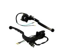 Black aluminum long moped brake lever (pair) - with stop switch and cable + hole