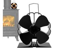 Black Aluminum Pellet Stove Circulator - 400°C Maximum Temperature Resistance Metal, Self Adjusting Velocity Rotating | High Efficiency Energy Saving Room Warmer Machine For Off Grid House Clima