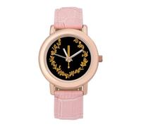 Black American Heritage Flag Elegant Women Watch Leather Strap Simplicity Watches Ladies Round Face Wristwatch