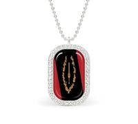 Black American Heritage Flag Necklace Gift for Women White Diamond Necklaces Sparkling Rectangular Pendant with Chain