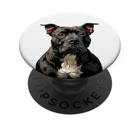 Black American Pit Bull Terrier Dog Illustration Pittie PopSockets Adhesive PopGrip