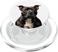 Black American Pit Bull Terrier Dog Illustration Pittie PopSockets PopGrip for MagSafe