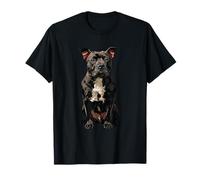 Black American Pit Bull Terrier Dog Illustration Pittie T-Shirt