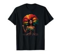 Black American Roots Woman Afro Clouds Art T-Shirt