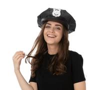 Black American Style Special Police Officer Hat Cap Fancy Dress Cosplay Accessory