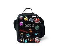 (Black) Among Us Insulated Lunch Bag School Outdoor Lunchbox