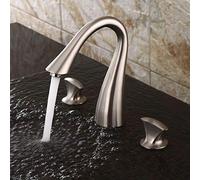 Black Ancient Noodle Pot Faucet Three-Hole Faucet Platform Down-Basin Double-Open Cold and Hot Water Mixer Bathroom Flume Faucet Three-Piece Set Single-Connected,Ancient Times, VES