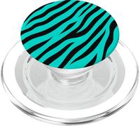 Black and Aqua Zebra Animal Print Striped Aesthetic Y2K Cute PopSockets PopGrip for MagSafe