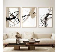 Black And Beige Abstract Canvas Wall Art - Neutral Abstract Prints - Minimalist Painting - Brown Black And Beige Picture - Neutral Artwork For Walls - 16x24 Inch