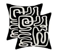 Black And Beige Pillow Covers 18x18 Set Of 2 Boho Geometric Abstract Modern Art Line Throw Pillow Covers Bohemian Minimalist Decorative Farmhouse Linen Cushion Case For Home Sofa Outdoor Decor