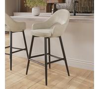 Black and Beige Upholstered Kitchen Stool with Back - Colbie