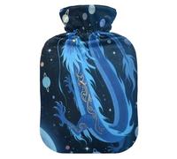Black and Blue Dragon Cute hot Water Bottle with Soft Cover 1L Warm Compress for Neck and Shoulder Pain Relief Neck Shoulder Pain Relief