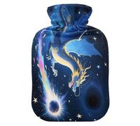Black and Blue Dragon hot Bottle Water Bag with Soft Cover, 1L hot Compress for Arthritis, Arthritis