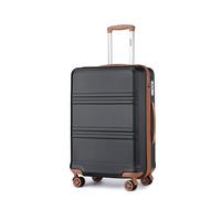 (Black and Brown, 20 inch) 1, 2 or 4 Pieces ABS Sculpted Horizontal Design Suitcase With TSA Lock