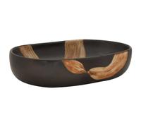 (black and brown, 59 x 40 x 14 cm) vidaXL Countertop Basin Bathroom Sink Wash Basin Vessel Sink Oval Ceramic