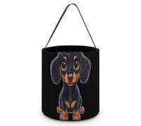 Black And Brown Dachshund Dog Halloween Tricking Or Treating Candy Bag Reusable Tote Bag for Party Easter