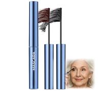 Black And Brown Mascara Set, 2-Pack With Curved Bristle Applicator Wands | Metallic Blue Cylindrical Tubes, Screw-Cap Closure, For Softer Daytime Or More Defined Evening Eye Looks