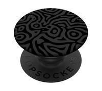 black and charcoal abstract maze pattern modern PopSockets Adhesive PopGrip
