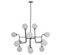 Black and Chrome 16 Arm Pendant Light, Modern Spherical Glass Ceiling Fixture, Head Design with White Shades Interiors by Premier Black One Size