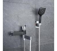 Black and Chrome Shower Head Set Wall-Mounted Mixer Tap 90° Swivel Bathtub Faucet 3-Mode Handheld Shower with Stylish Design for Modern Bathrooms