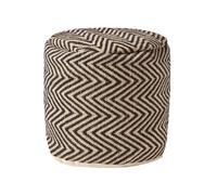 Black and Cream Circular Beanbag Herringbone Chevron Pattern Large Square Pouffe