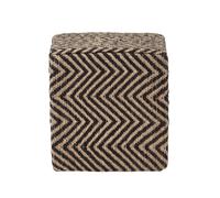 Black and Cream Circular Beanbag Herringbone Chevron Pattern Large Square Pouffe