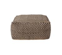 Black and Cream Circular Beanbag Herringbone Chevron Pattern Large Square Pouffe