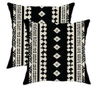 Black and Cream Geometric Throw Pillow Covers Set of 2, Modern Decorative Square Cushion Cases for Living Room Sofa Bed Couch 22x22 Inch