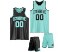 Black and Cream Reversible Team Tee Shirts Personalised Men Youth Boys, Custom Kids Double Sided Basketball Vests, Design Your Own Sports Uniforms Printed America Flag Name Number Jerseys