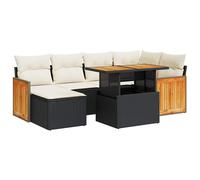 (black and cream) vidaXL 8 Piece Garden Sofa Set with Cushions Beige Poly Rattan Acacia