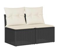 (black and cream, with storage) vidaXL Garden Sofa Set 2 Piece with Cushions Couch Brown Poly Rattan Acacia