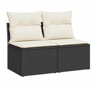 (black and cream, without storage) vidaXL Garden Sofa Set 2 Piece with Cushions Couch Brown Poly Rattan Acacia