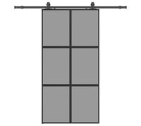 vidaXL Sliding Door with Hardware Set Black 102.5x205 cm Tempered Glass