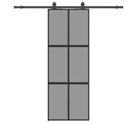 vidaXL Sliding Door with Hardware Set Black 76x205 cm Tempered Glass