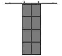 (black and dark transparent, 76 x 205 cm (213 cm sliding rail)) vidaXL Sliding Door with Hardware Set Black 90x205 cm Tempered Glass