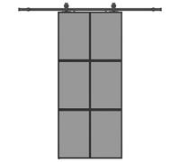 (black and dark transparent, 90 x 205 cm (200 cm sliding rail)) vidaXL Sliding Door with Hardware Set Black 76x205 cm Tempered Glass