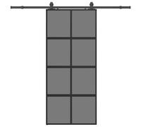 (black and dark transparent, 90 x 205 cm (213 cm sliding rail)) vidaXL Sliding Door with Hardware Set Black 90x205 cm Tempered Glass