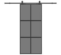 (black and dark transparent, 90 x 205 cm (213 cm sliding rail)) vidaXL Sliding Door with Hardware Set Black 76x205 cm Tempered Glass
